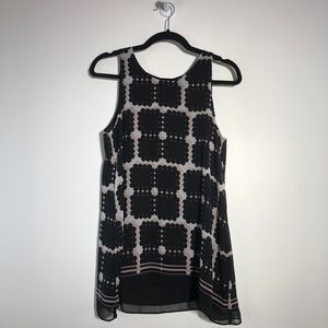 Max Studio Black Geometric Lined Scoop Neck Sleeveless Keyhole Shift Dress S